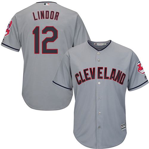 Indians #12 Francisco Lindor Grey Road Stitched Youth MLB Jersey - Click Image to Close
